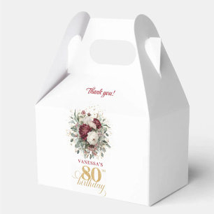 Zarte Rosa-Bordeaux Geschenkboxen zum 80. Geburtst Geschenkschachtel