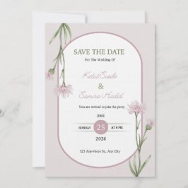 Zarte rosa botanische Hochzeitseinladung Einladung