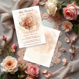 Zarte rosa Farbtöne Glitter-Glaseffekt-Rose  Einladung