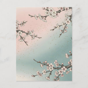 Zarte rosa Kirschblüten-Sakura-Zweige  Postkarte