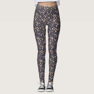 Zarte rosa Knospen auf braunen Zweigen Leggings