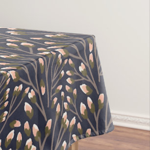 Zarte rosa Knospen auf braunen Zweigen Tischdecke
