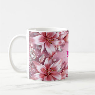 Zarte rosa Lilien Kaffeetasse