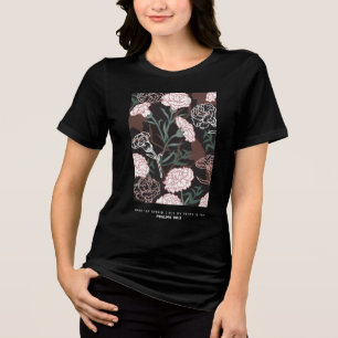 Zarte rosa Nelken mit grünen Blättern Floral Tri-Blend Shirt