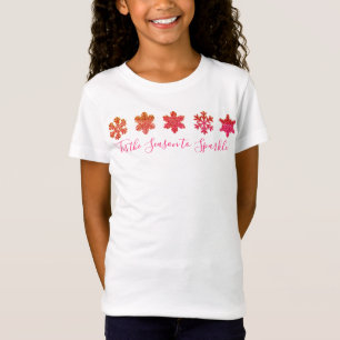 Zarte rosa Orange-Schneeflocken-Muster T-Shirt