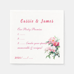 Zarte rosa Pfingstrose und Eukalyptus Blumen Hochz Serviette