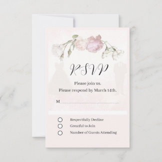 Zarte rosa Rosen & Braut und Bräutigam Kollektion RSVP Karte