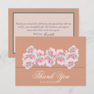 Zarte rosa Rosen Florale Dankeskarte für Brautdusc