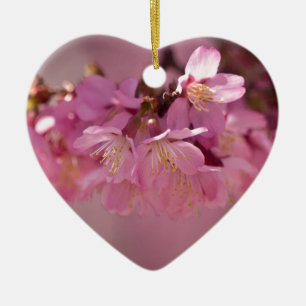 Zarte rosa Sakura-Kirschblüten Bouquet Keramik Ornament