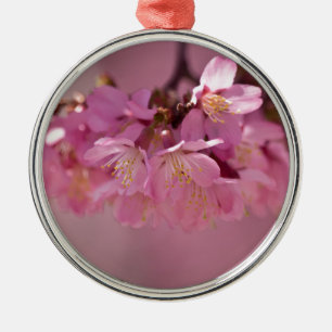 Zarte rosa Sakura-Kirschblüten Bouquet Silbernes Ornament
