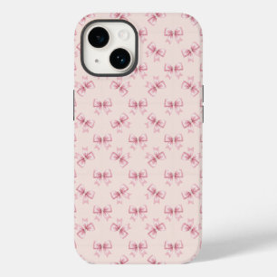 Zarte rosa Satin-Schleifen Perlige Girly Coquette Case-Mate iPhone 14 Hülle
