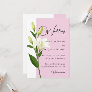 Zarte Rosa Weiße Lilien Hochzeitseinladung Einladung