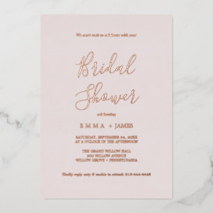 Zarte Roségoldfolie   Blush-Brautjungferfeier Folieneinladung