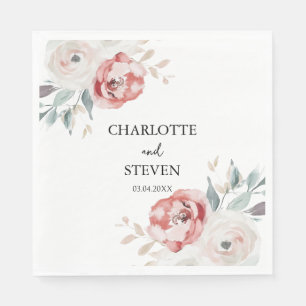 Zarte Rosen Florale Elegante Hochzeit Papier Servi Serviette