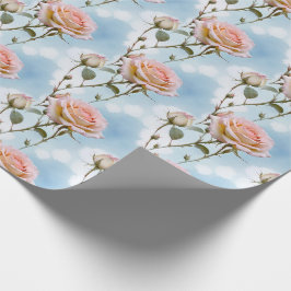 Zarte Rosen in Pastellfarben auf einem Farbverlauf Geschenkpapier