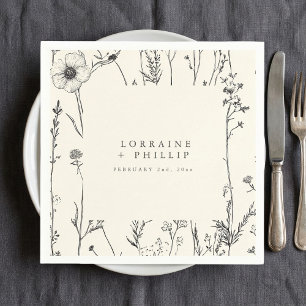 Zarte rustikale Wildblumen-Hochzeitsserviette Serviette