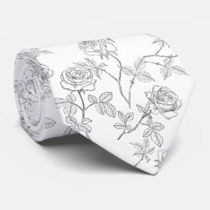 Zarte schwarze und weiße Rosen Krawatte