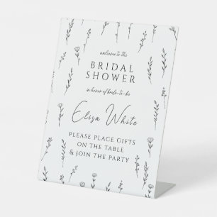 Zarte verstreute Wildblumen einfache Bridal Shower Sockelschild