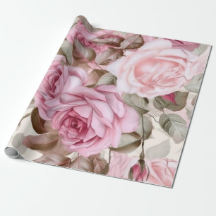 Zarte Vintage-Rosa-Rosen  Geschenkpapier