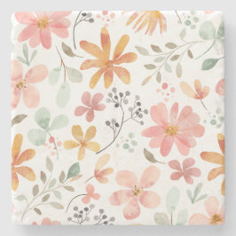 Zarte weiche florale Cottagecore-Himeneinrichtung Steinuntersetzer