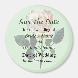 Zarte Weiße Rose - Save the Date Magnet