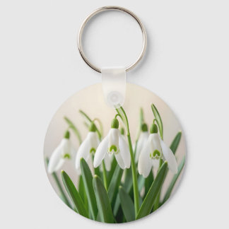 Zarte weiße Schneeglöckchen-Blumen Frühjahrsblüte Schlüsselanhänger