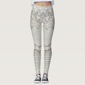 Zarte weiße Spitze, Textil Nahaufnahme. Leggings