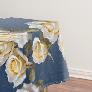 Zarte weiße und blassgelbe Rosen Tischdecke