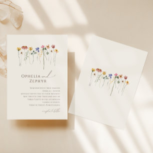 Zarte Wildblume Beige Hochzeitseinladung Einladung