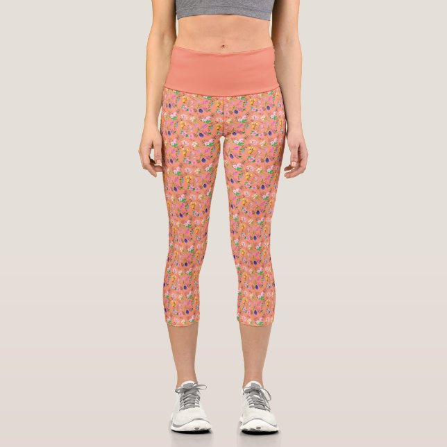 Zarte Wildblume in orange Capri Leggings (Vorderseite)