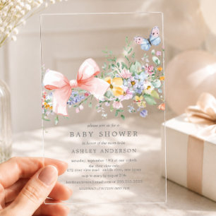 Zarte Wildblumen-Baby-Party Acryleinladungen