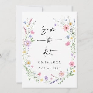 Zarte Wildblumen-Hochzeit-Save-the-Date-Karte Einladung