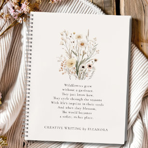 Zarte Wildblumen Inspirierendes Gedicht  Notizbuch