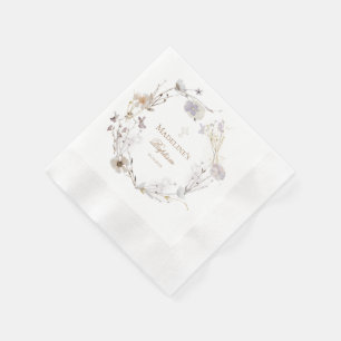 zarte Wildblumen Kranz Taufpapier Napkin Serviette