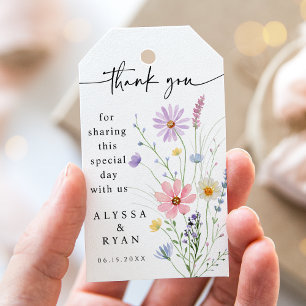 Zarte Wildblumen-Wiesen-Hochzeits-Dankeschön Geschenkanhänger