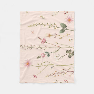 Zarte Wildblumenwiese Botanisches Rosa Blush Pink Fleecedecke