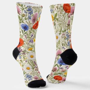 Zarte Wildblumenwiesenblüten Socken