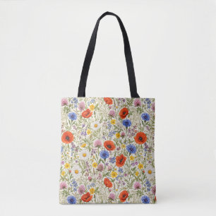 Zarte Wildblumenwiesenblüten Tasche