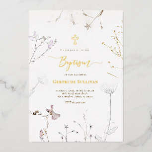 zarte wilde Baptismusblumen Folieneinladung