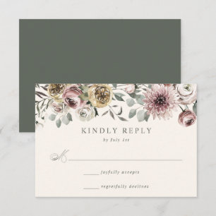 Zarte winterliche Blumelhochzeit RSVP Karte