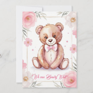 Zarter Aquarellbär mit Bogen in Rose Einladung