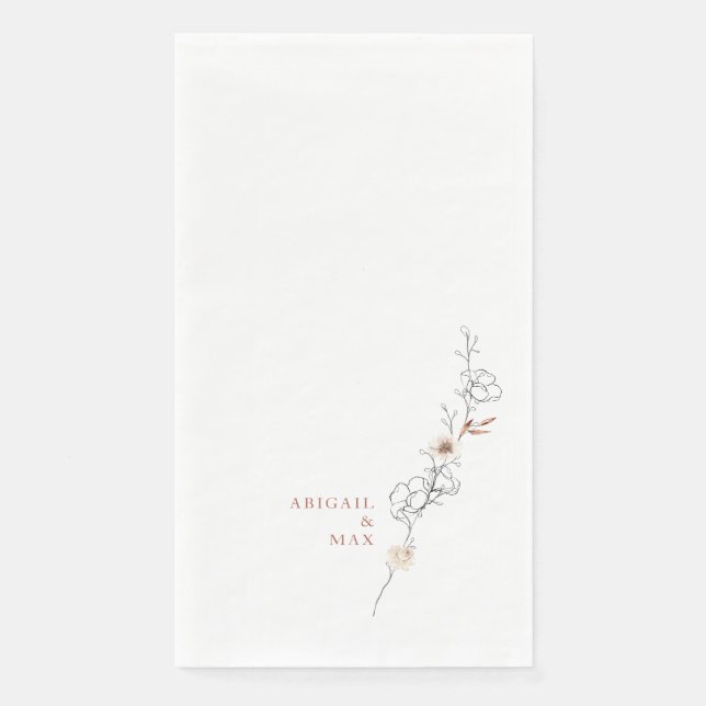 Zarter Cinnamon Text Weiße Hochzeit Serviette (Vorderseite)