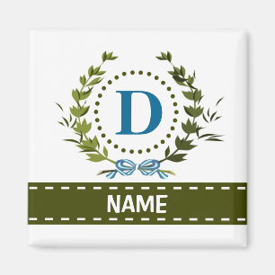 Zarter Efeukranz und Bogenname mit Monogramm D Magnet