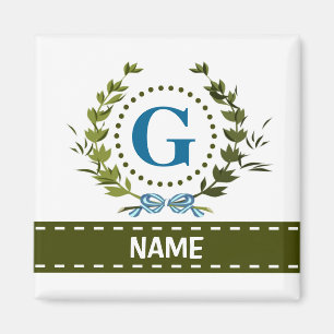 Zarter Efeukranz und Bogenname mit Monogramm G Magnet