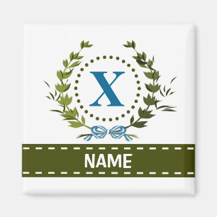 Zarter Efeukranz und Bogenname mit Monogramm X Magnet