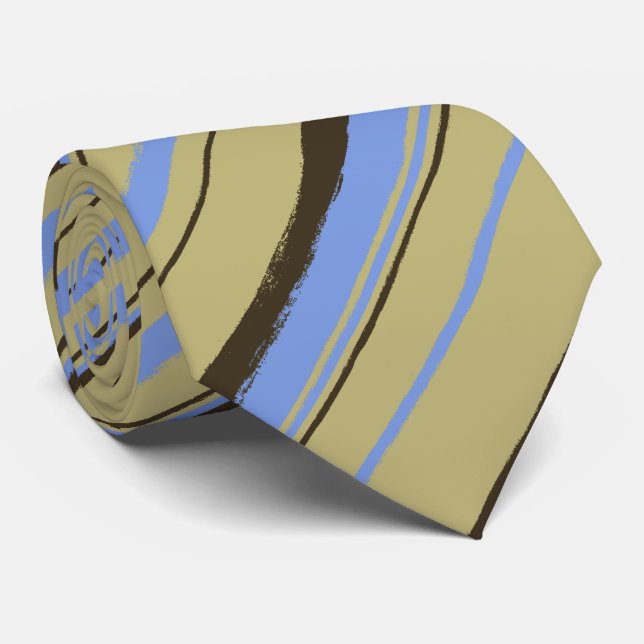 Zarter gestreift Khaki, Brown & Peri zweiseitig Krawatte (Gerollt)
