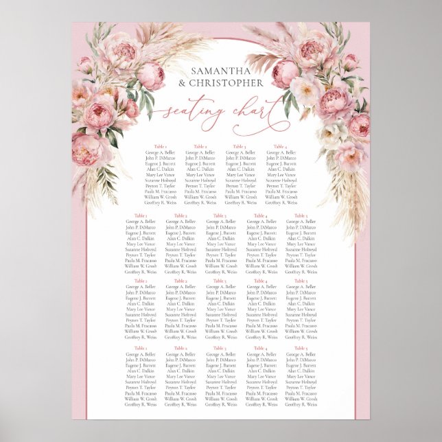 Zarter, rosa Pampas-Boho-Bogen Poster (Vorne)