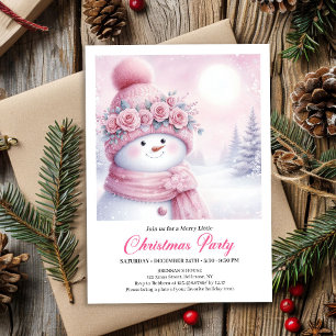 Zarter rosa Schneemann editierbare Weihnachtseinla Einladung