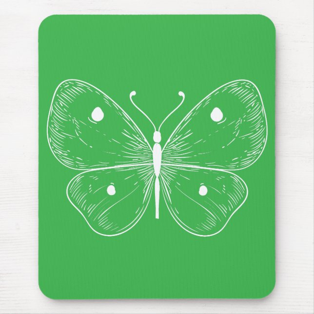 Zarter Schmetterlingsskizze Mousepad (Vorne)