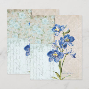 Zartes blaues Blumen-Vintage-Scrapbook-Papier